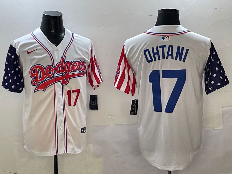 Men Los Angeles Dodgers #17 Ohtani White a generation of national flags Joint name 2025 Nike MLB Jersey style 19
